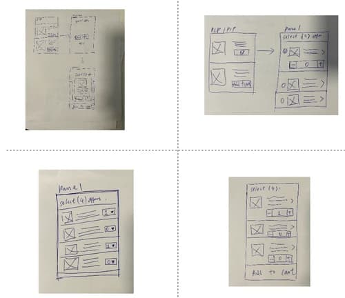 Crazy 4s ideation exercise sketches